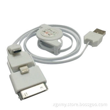 3-in-1 USB Retractable Cable for iPhone 5/iPad/iPhone 4/Mobile Phone/MP3/Cellphone